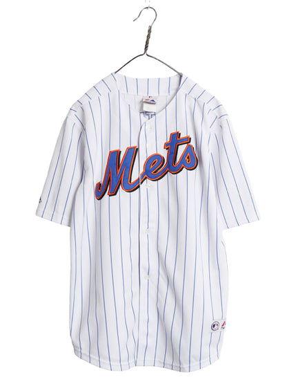 メッツ ベースボール シャツ メンズ L 程/ MLB オフィシャル マジェスティック 大リーグ ユニフォーム ゲームシャツ 重ね着 メジャーリーグ