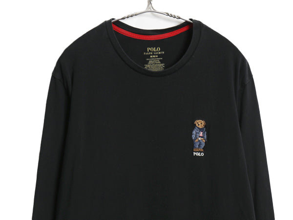 ポロベア ポロ ラルフローレン 長袖 Tシャツ メンズ M 古着 ロンT ロングスリーブ コットン カットソー キャラクター インナー シンプル 黒