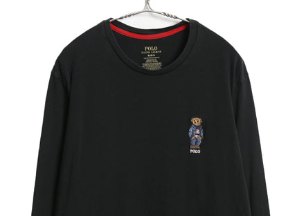 ポロベア ポロ ラルフローレン 長袖 Tシャツ メンズ M 古着 ロンT ロングスリーブ コットン カットソー キャラクター インナー シンプル 黒