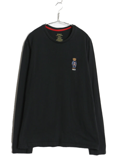 ポロベア ポロ ラルフローレン 長袖 Tシャツ メンズ M 古着 ロンT ロングスリーブ コットン カットソー キャラクター インナー シンプル 黒
