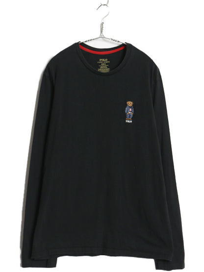 ポロベア ポロ ラルフローレン 長袖 Tシャツ メンズ M 古着 ロンT ロングスリーブ コットン カットソー キャラクター インナー シンプル 黒