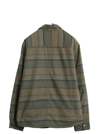 US企画 ノースフェイス ボーダー フランネル シャツ ジャケット メンズ M 古着 ボア パイル フリース ライナー付き 長袖シャツ ネルシャツ