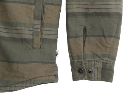 US企画 ノースフェイス ボーダー フランネル シャツ ジャケット メンズ M 古着 ボア パイル フリース ライナー付き 長袖シャツ ネルシャツ