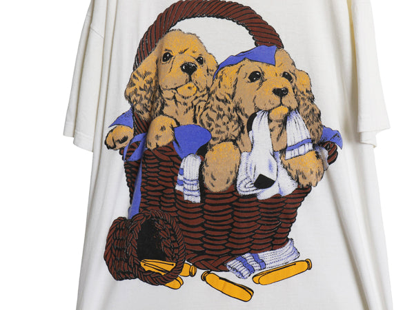 00s ドッグ イラスト プリント 半袖 Tシャツ メンズ レディース XXL 程 オールド アニマル アート グラフィック キャラクター 大きいサイズ