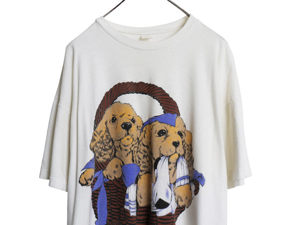00s ドッグ イラスト プリント 半袖 Tシャツ メンズ レディース XXL 程 オールド アニマル アート グラフィック キャラクター 大きいサイズ