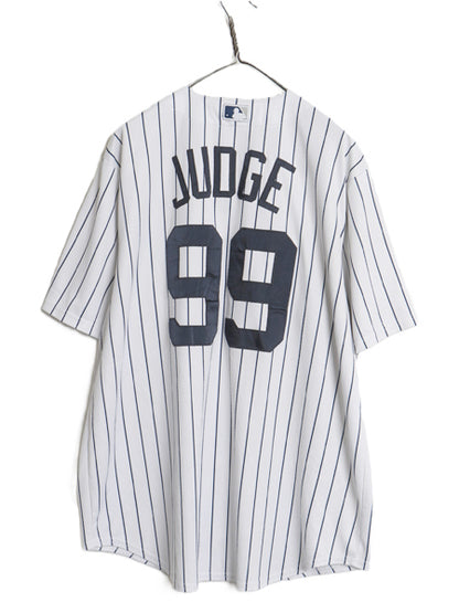 ヤンキース ベースボール シャツ メンズ XL / MLB オフィシャル マジェスティック 大リーグ ユニフォーム 大きいサイズ 重ね着 半袖シャツ