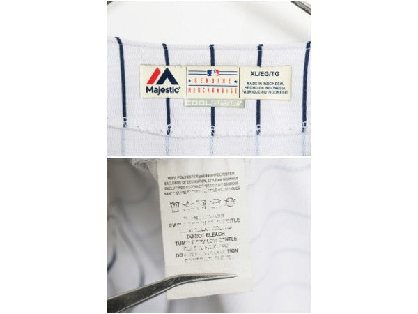 ヤンキース ベースボール シャツ メンズ XL / MLB オフィシャル マジェスティック 大リーグ ユニフォーム 大きいサイズ 重ね着 半袖シャツ