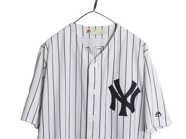 ヤンキース ベースボール シャツ メンズ XL / MLB オフィシャル マジェスティック 大リーグ ユニフォーム 大きいサイズ 重ね着 半袖シャツ