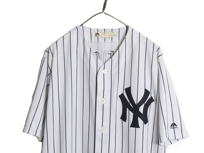 ヤンキース ベースボール シャツ メンズ XL / MLB オフィシャル マジェスティック 大リーグ ユニフォーム 大きいサイズ 重ね着 半袖シャツ