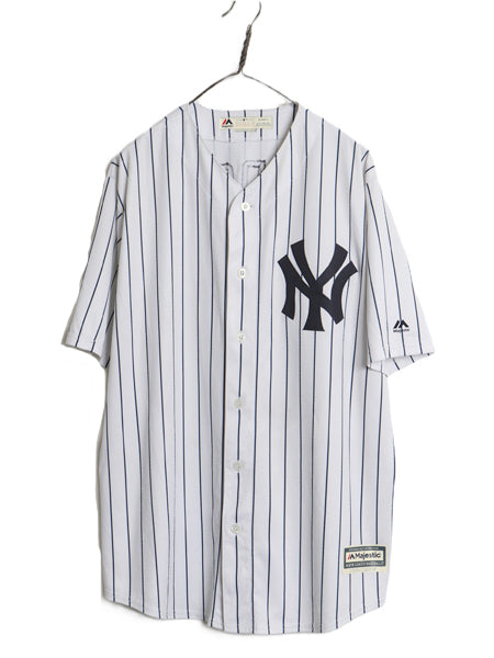 ヤンキース ベースボール シャツ メンズ XL / MLB オフィシャル マジェスティック 大リーグ ユニフォーム 大きいサイズ 重ね着 半袖シャツ
