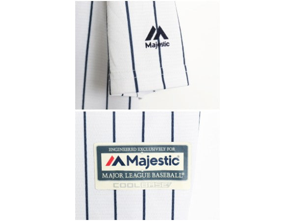 ヤンキース ベースボール シャツ メンズ XL / MLB オフィシャル マジェスティック 大リーグ ユニフォーム 大きいサイズ 重ね着 半袖シャツ