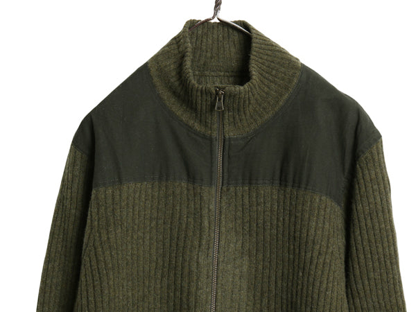 00s エルエルビーン フルジップ コマンド ニット セーター メンズ XL 古着 オールド リブ編み メリノ ラム ウール ジャケット カーディガン