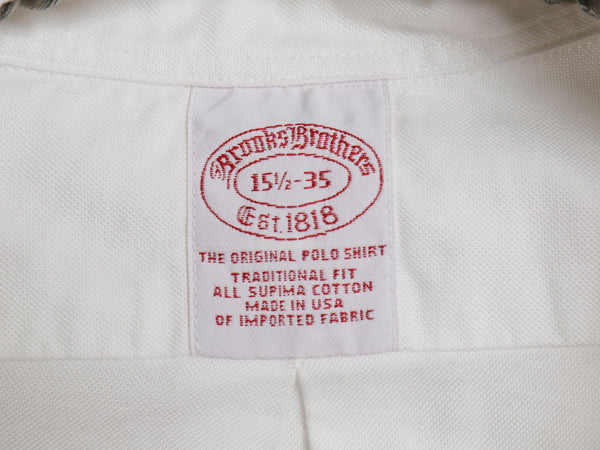 USA製 ブルックスブラザーズ 長袖 ボタンダウン シャツ メンズ M 程 TRADITIONAL FIT オックスフォード スーピマ コットン 無地 Yシャツ 白