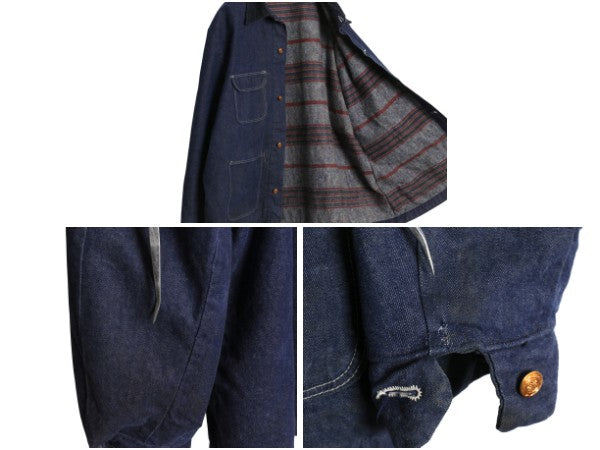 70s USA製 ★ ブルーベル デニム カバーオール ジャケット メンズ XXL ヴィンテージ ワーク ブランケット ライナー付き 大きいサイズ 濃紺