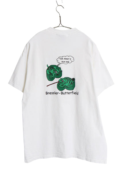 90s ジョーク キャラクター 両面 イラスト プリント Tシャツ メンズ L / オールド アート アニマル グラフィック ヘビーウェイト コットン