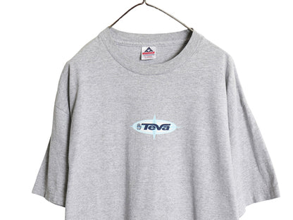 00s テバ 両面 ロゴ プリント 半袖 Tシャツ メンズ XL オールド アウトドア Y2K ヘビーウェイト グラフィック カットソー 大きいサイズ 灰