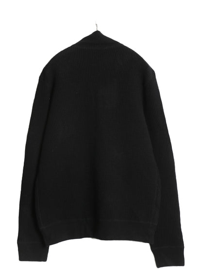 ポロ ラルフローレン フルジップ ニット セーター ジャケット メンズ L / メリノ ウール カシミヤ ドライバーズ カーディガン ワッフル 黒