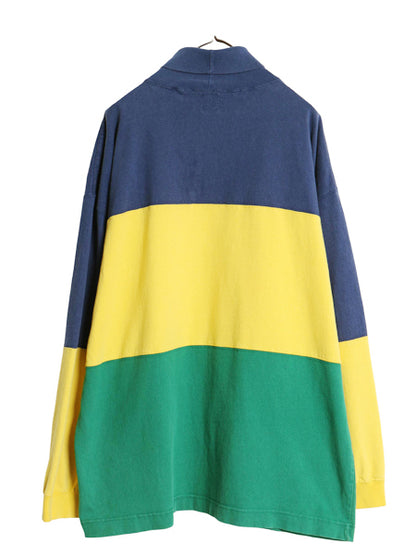 90s USA製 オールド ギャップ タートルネック 長袖 Tシャツ メンズ XL ロンT ボーダー ラガーシャツ ハイネック マルチカラー 大きいサイズ