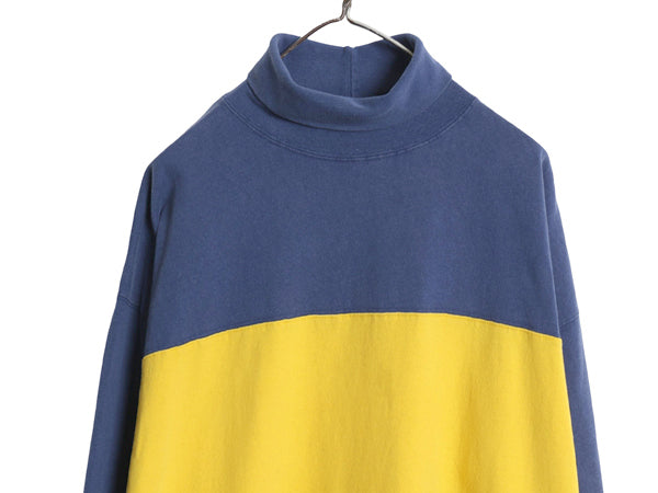 90s USA製 オールド ギャップ タートルネック 長袖 Tシャツ メンズ XL ロンT ボーダー ラガーシャツ ハイネック マルチカラー 大きいサイズ