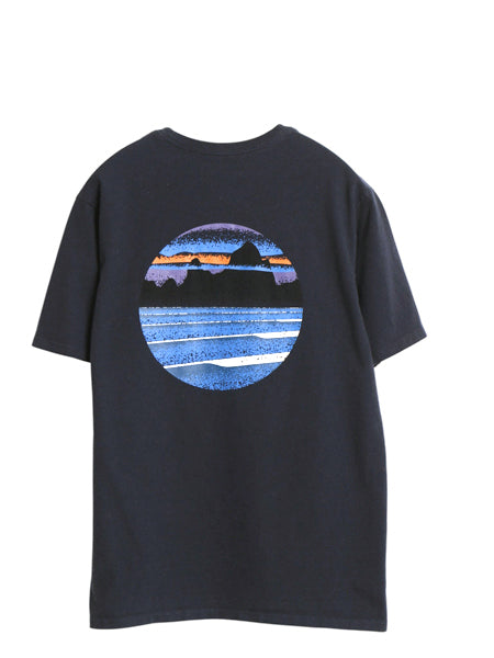 パタゴニア 両面 プリント 半袖 Tシャツ メンズ S / 古着 アウトドア バックプリント グラフィック イラスト アート カットソー ネイビー