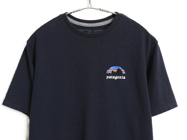 パタゴニア 両面 プリント 半袖 Tシャツ メンズ S / 古着 アウトドア バックプリント グラフィック イラスト アート カットソー ネイビー