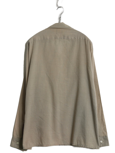 70s ★ ヴァンヒューゼン オープンカラー 長袖 シャツ メンズ L 古着 ヴィンテージ カスリ柄 ループ留め 開襟 ボックス ポケット付き 無地