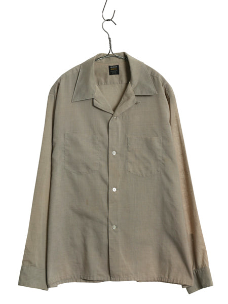 70s ★ ヴァンヒューゼン オープンカラー 長袖 シャツ メンズ L 古着 ヴィンテージ カスリ柄 ループ留め 開襟 ボックス ポケット付き 無地