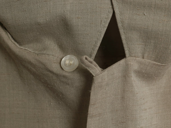 70s ★ ヴァンヒューゼン オープンカラー 長袖 シャツ メンズ L 古着 ヴィンテージ カスリ柄 ループ留め 開襟 ボックス ポケット付き 無地