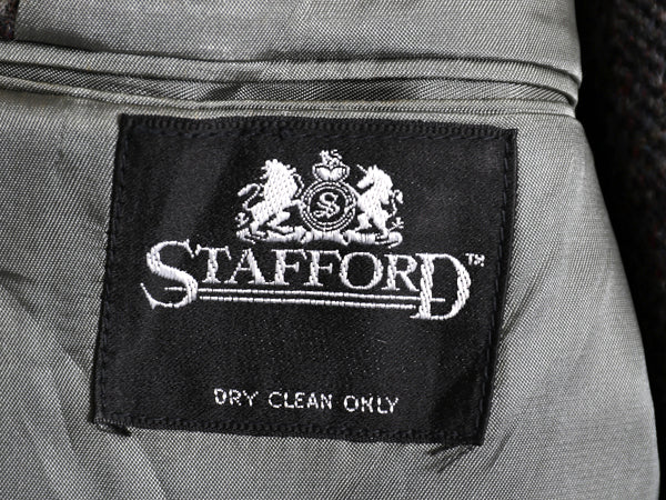 80s USA製 JCPENNY STAFFORD ハリスツイード テーラード ジャケット メンズ M 程 古着 ヴィンテージ ブレザー ウール ツイード ストライプ