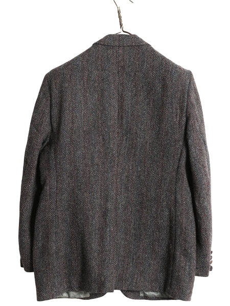 80s USA製 JCPENNY STAFFORD ハリスツイード テーラード ジャケット メンズ M 程 古着 ヴィンテージ ブレザー ウール ツイード ストライプ