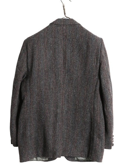 80s USA製 JCPENNY STAFFORD ハリスツイード テーラード ジャケット メンズ M 程 古着 ヴィンテージ ブレザー ウール ツイード ストライプ