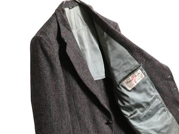 80s USA製 JCPENNY STAFFORD ハリスツイード テーラード ジャケット メンズ M 程 古着 ヴィンテージ ブレザー ウール ツイード ストライプ