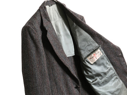 80s USA製 JCPENNY STAFFORD ハリスツイード テーラード ジャケット メンズ M 程 古着 ヴィンテージ ブレザー ウール ツイード ストライプ