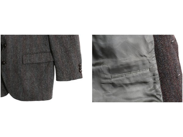 80s USA製 JCPENNY STAFFORD ハリスツイード テーラード ジャケット メンズ M 程 古着 ヴィンテージ ブレザー ウール ツイード ストライプ