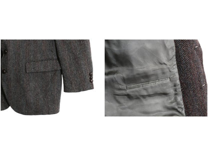 80s USA製 JCPENNY STAFFORD ハリスツイード テーラード ジャケット メンズ M 程 古着 ヴィンテージ ブレザー ウール ツイード ストライプ