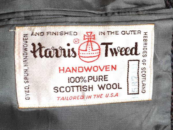 80s USA製 JCPENNY STAFFORD ハリスツイード テーラード ジャケット メンズ M 程 古着 ヴィンテージ ブレザー ウール ツイード ストライプ