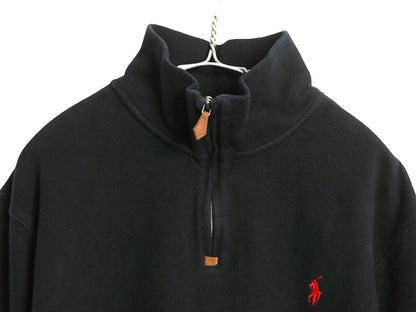 00s ポロ ラルフローレン ハーフジップ コットン ニット スウェット メンズ XL / オールド ハイネック リブ編み セーター 大きいサイズ 黒