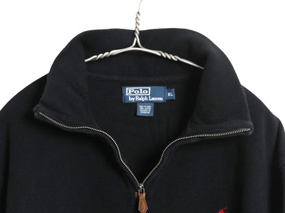 00s ポロ ラルフローレン ハーフジップ コットン ニット スウェット メンズ XL / オールド ハイネック リブ編み セーター 大きいサイズ 黒