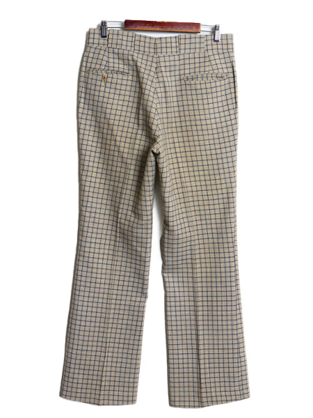 70s チェック フレア スラックス パンツ メンズ 実寸 32 30 ヴィンテージ ブーツカット シワになりにくい きれいめ ゆったり マルチカラー