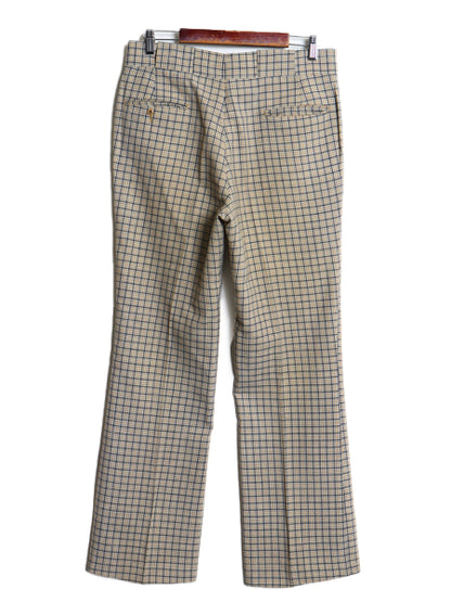 70s チェック フレア スラックス パンツ メンズ 実寸 32 30 ヴィンテージ ブーツカット シワになりにくい きれいめ ゆったり マルチカラー