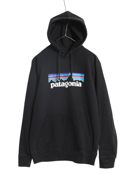 パタゴニア プリント スウェット フード パーカー メンズ M / 19年製 トレーナー ストレッチ プルオーバー ヘビーウェイト ブラック 裏起毛