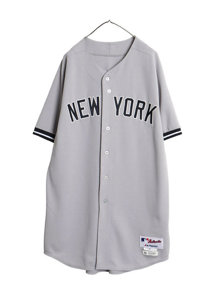 USA製 ヤンキース ベースボール シャツ メンズ XXXL 程/ MLB オフィシャル マジェスティック 大リーグ ユニフォーム ジャージ 大きいサイズ