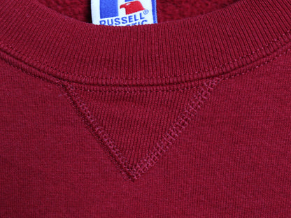 90s USA製 ラッセル 無地 スウェット メンズ レディース XL 古着 オールド トレーナー 裏起毛 前V ワンポイント クルーネック 大きいサイズ