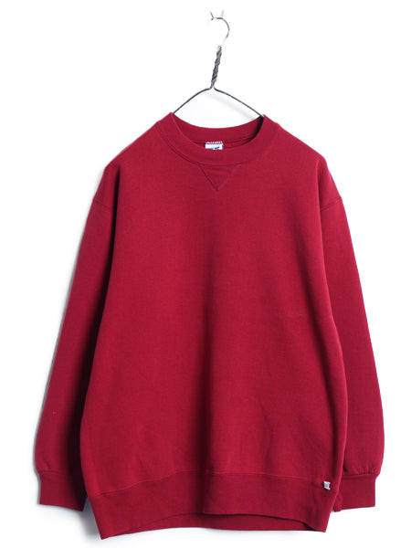 90s USA製 ラッセル 無地 スウェット メンズ レディース XL 古着 オールド トレーナー 裏起毛 前V ワンポイント クルーネック 大きいサイズ