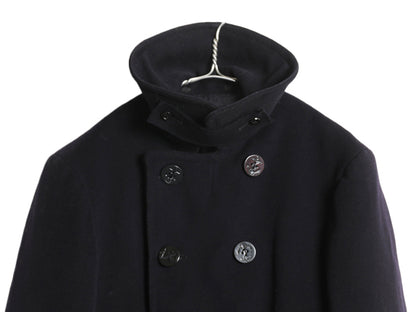 40s ★ 米軍実物 USN ネイビー 10ボタン Pコート メンズ M / 古着 ヴィンテージ ミリタリー NAVY 海軍 メルトン ウール ピーコート 無地 紺
