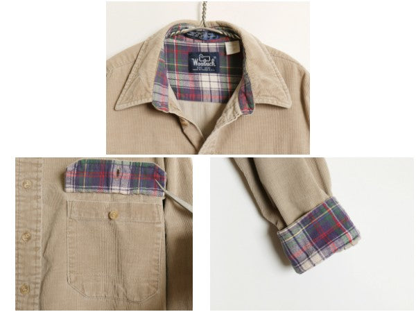80s ウールリッチ 細畝 コーデュロイ 長袖 シャツ メンズ XL / ヴィンテージ 旧タグ アウトドア コットン 無地 ポケット付き 大きいサイズ