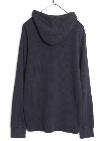 ポロ ラルフローレン サーマル フード パーカー メンズ L / ロンT 長袖 Tシャツ ワッフル プルオーバー カットソー ストレッチ シンプル 紺