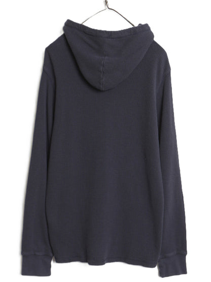 ポロ ラルフローレン サーマル フード パーカー メンズ L / ロンT 長袖 Tシャツ ワッフル プルオーバー カットソー ストレッチ シンプル 紺