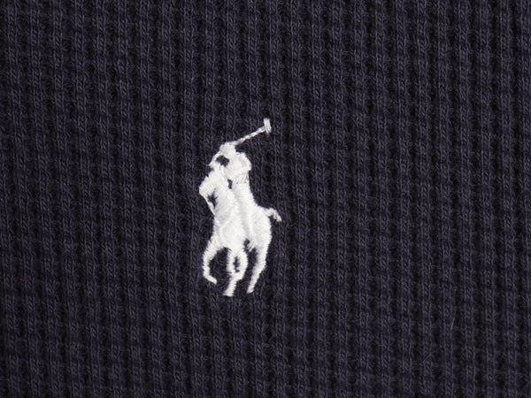 ポロ ラルフローレン サーマル フード パーカー メンズ L / ロンT 長袖 Tシャツ ワッフル プルオーバー カットソー ストレッチ シンプル 紺