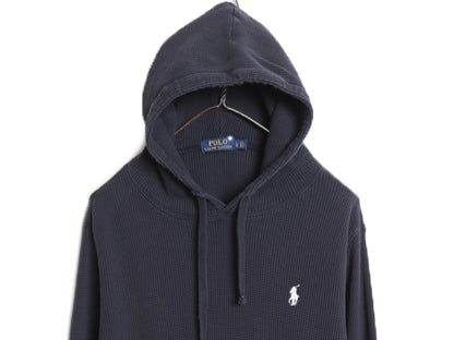 ポロ ラルフローレン サーマル フード パーカー メンズ L / ロンT 長袖 Tシャツ ワッフル プルオーバー カットソー ストレッチ シンプル 紺